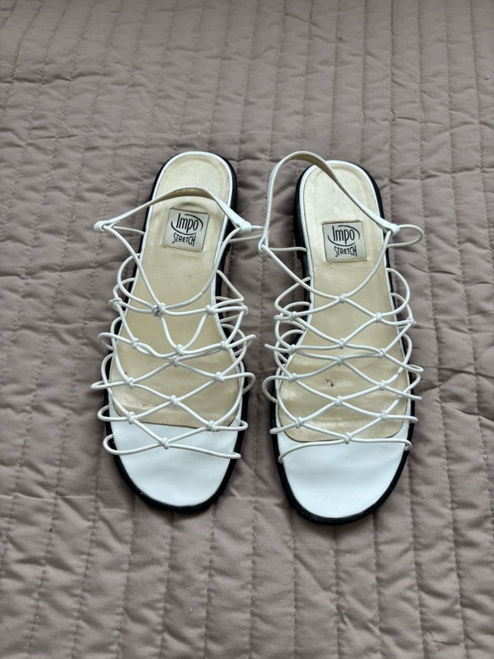 Impo Stretch Women's White Knotted Lace-Up Slide Sandals